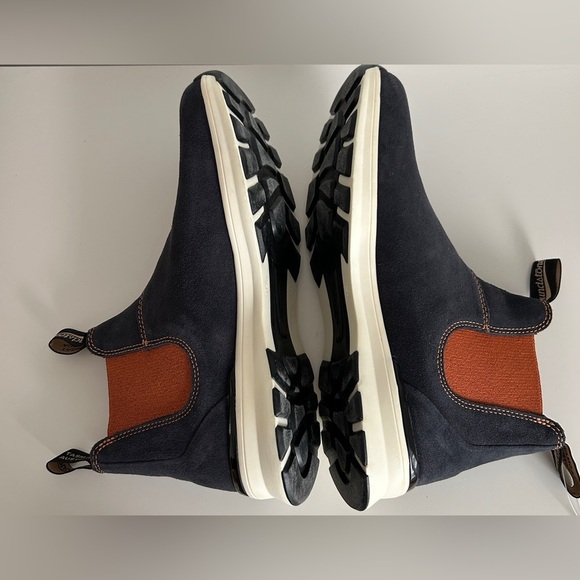 NWOT Blundstone Men's Navy Suede Orange Chelsea Boots - Picture 7 of 10